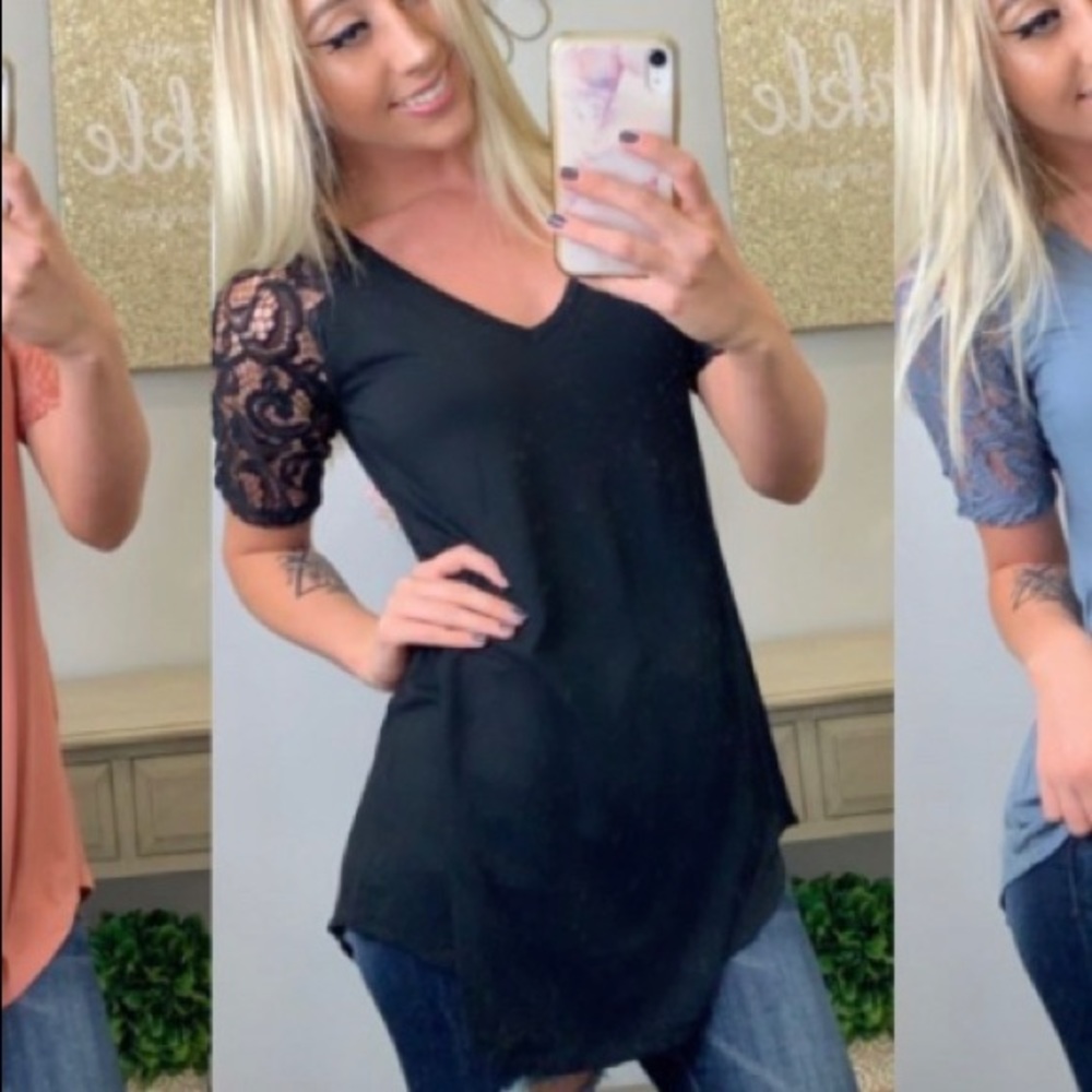 Lace sleeve detail shirt